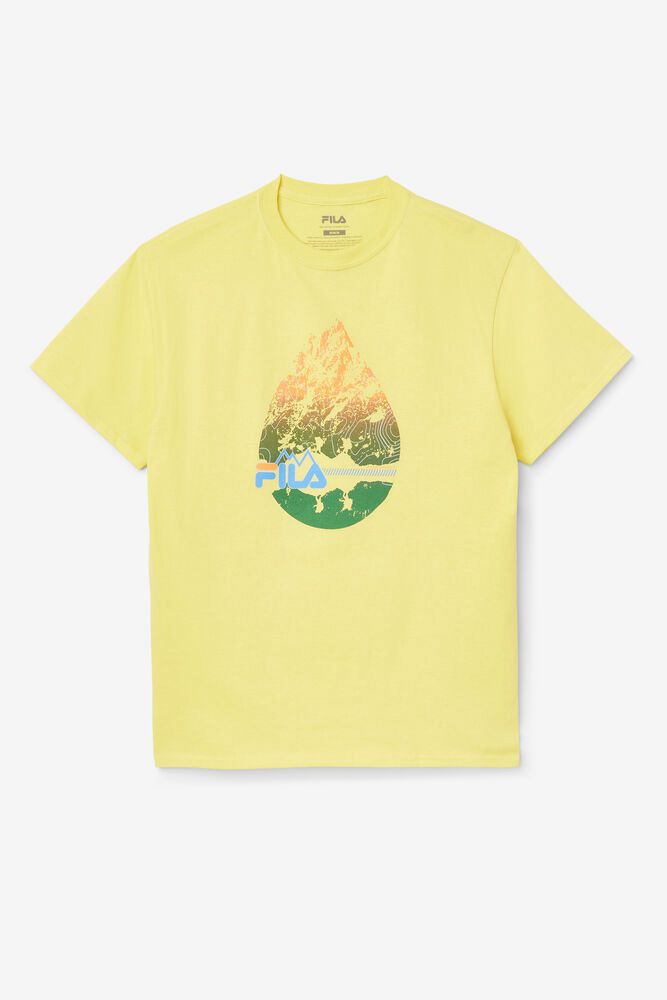 Fila Raindrop Yellow T-Shirt Mens - NZ 76083-FHKU